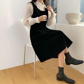 Tie-back Velvet Jumper Dress