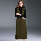 Wool Blend Slit-hem Long Vest