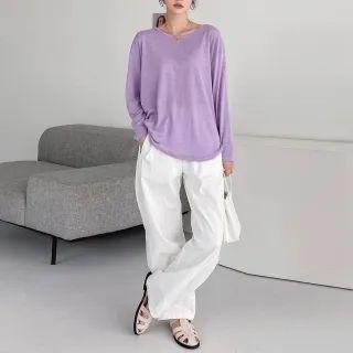 Button-back Linen Blend Top