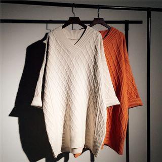 V-neck Oversize Sweater Dress
