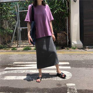 Short-sleeve Letter Print T-shirt/high-waist Dress