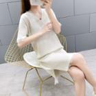 Lace Trim Short-sleeve Knit Dress