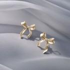 Matte Bow Faux Pearl Earring 1 Pair - Gold - One Size