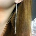 Rhinestone Fringed Earring 1 Pair - 0433a - One Size