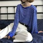 Striped Long-sleeve T-shirt Stripes - Blue & White - One Size