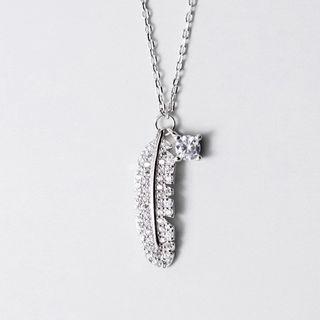 Rhinestone Feather Necklace S925 Sterling Silver - As Shown In Figure - One Size
