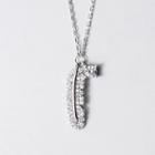 Rhinestone Feather Necklace S925 Sterling Silver - As Shown In Figure - One Size