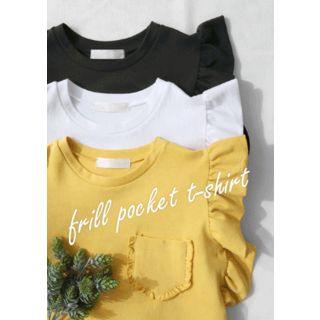Pocket-front Frill-trim Sleeveless Top