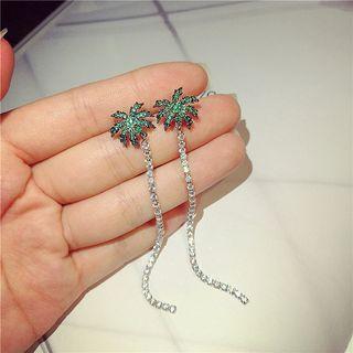 Leaf Rhinestone Drop Earrings