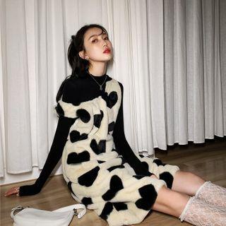 Heart Print Pinafore Dress