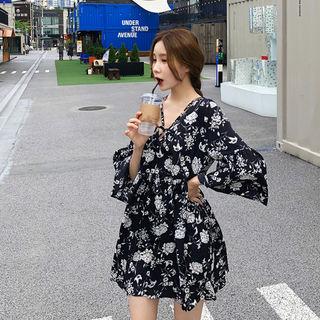 Tie-front Floral Print Tunic
