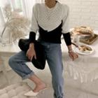 Two-tone Pattern Knit Top