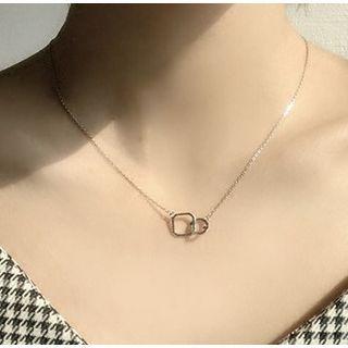 Sterling Silver Cz Geometrical Necklace 1pc - Silver - One Size