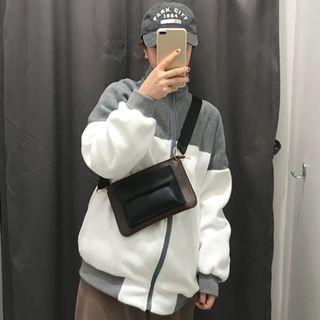 Color-block Loose-fit Jacket Gray - One Size