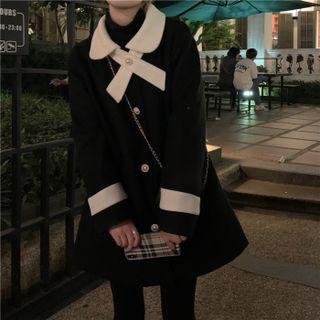 Two Tone Woolen Button-up Coat