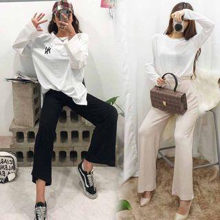 Wide-fit Elasticized-waist Pants