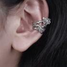Rose Layered Alloy Cuff Earring 1 Pair - Silver - One Size