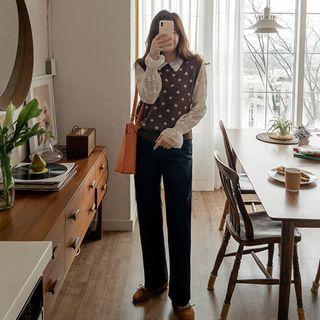 Wide-collar Brushed Fleece Top