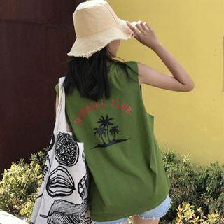 Lettering Tree Print Tank Top