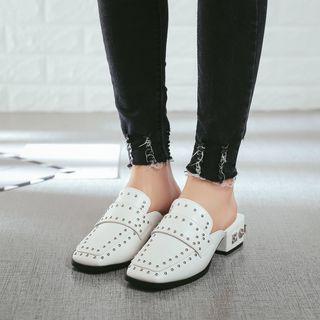 Studded Block Heel Mules