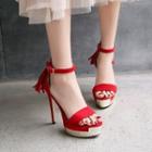 High-heel Platform Tasseled Sandals