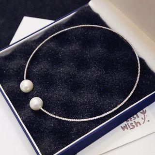 Rhinestone Faux-pearl Necklace As Figure - One Size