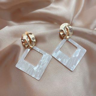 Rhombus Drop Earring 1 Pair - White - One Size