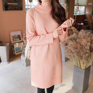 Mock-neck Raglan Midi Sweater Dress