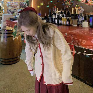 Two-tone Loose-fit Cardigan / A-line Skirt