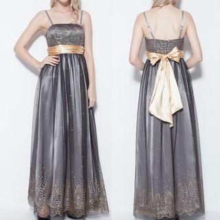 Spaghetti Strap Sequined Evening Gown