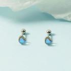 Heart Ear Stud 1 Pair - Blue - One Size