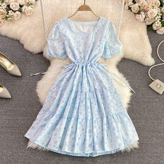 Short Sleeve Drawstring Mini Dress