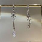 Rose Asymmetrical Alloy Dangle Earring 1 Pair - Silver - One Size