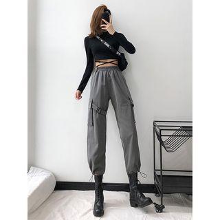 Tie-accent Drawstring-hem Jogger Pants