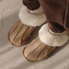 Faux-fur Lined Seam-trim Slippers