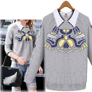 Printed Collared Pullover