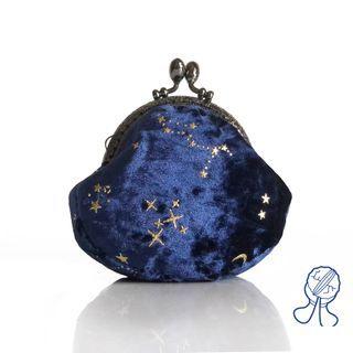 Star Embroidered Coin Purse Star - Dark Blue - One Size