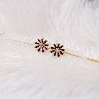 Rhinestone Daisy Dangle Earring 1 Pair - E2599 - As Shown In Figure - One Size