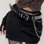 Chain Studded Belt Black & Silver - One Size