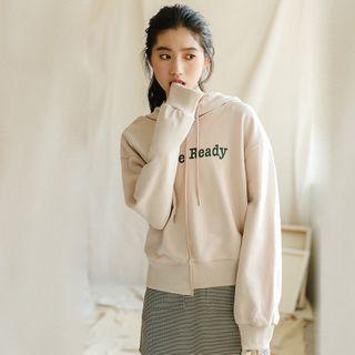 Lettering Asymmetric Hem Hoodie