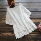 Elbow-sleeve Lace Paneled Tunic