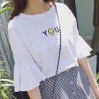 Smiley Short-sleeve T-shirt / Set: Smiley Short-sleeve T-shirt + Gingham A-line Skirt