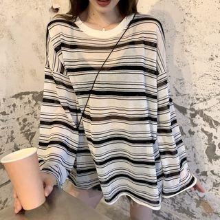 Striped Long-sleeve Knit T-shirt
