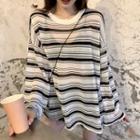 Striped Long-sleeve Knit T-shirt