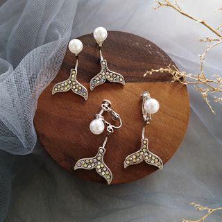Faux Pearl Mermaid Tail Dangle Earring