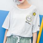 Star Embroidered Elbow Sleeve T-shirt