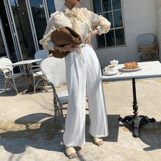 Wide Dress Pants & Skinny Belt White - One Size