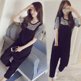 Striped T-shirt / Jumper Pants / Jumper Shorts / Set