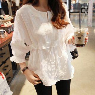 Drawstring 3/4-sleeve Top