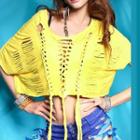 Ripped Short-sleeve Cropped T-shirt